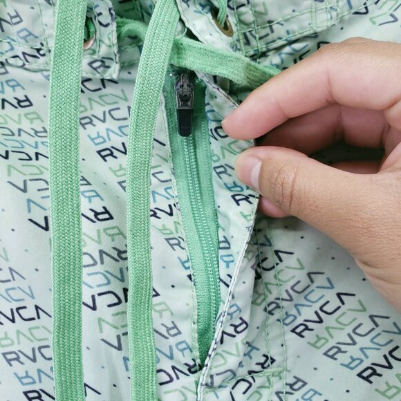 RVCA Artist Network Program Green Logo Pattern Beach Swim Trunks Size 38 - Picture 9 of 16